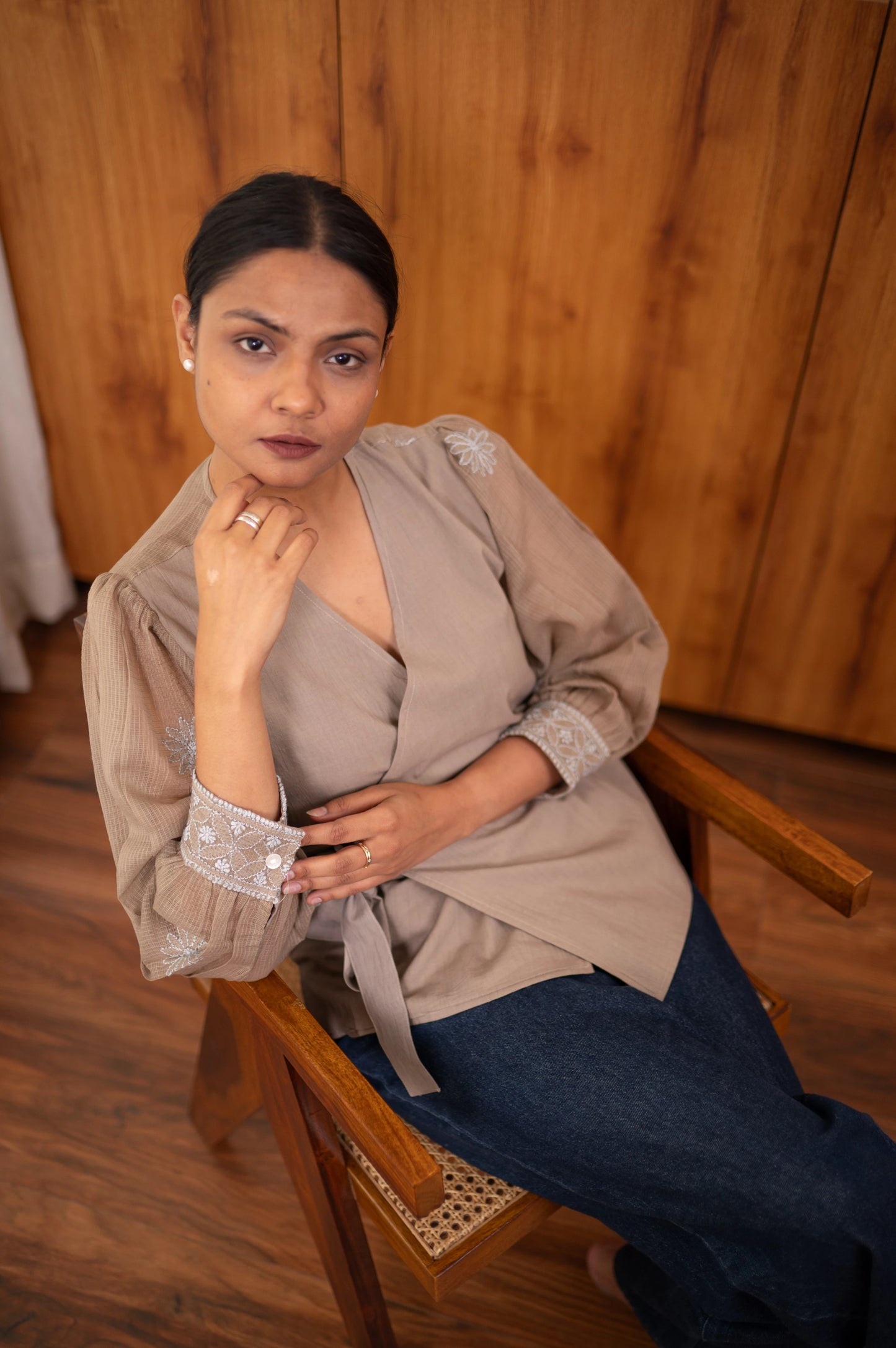 Chikankari Baazu Wrap Shirt