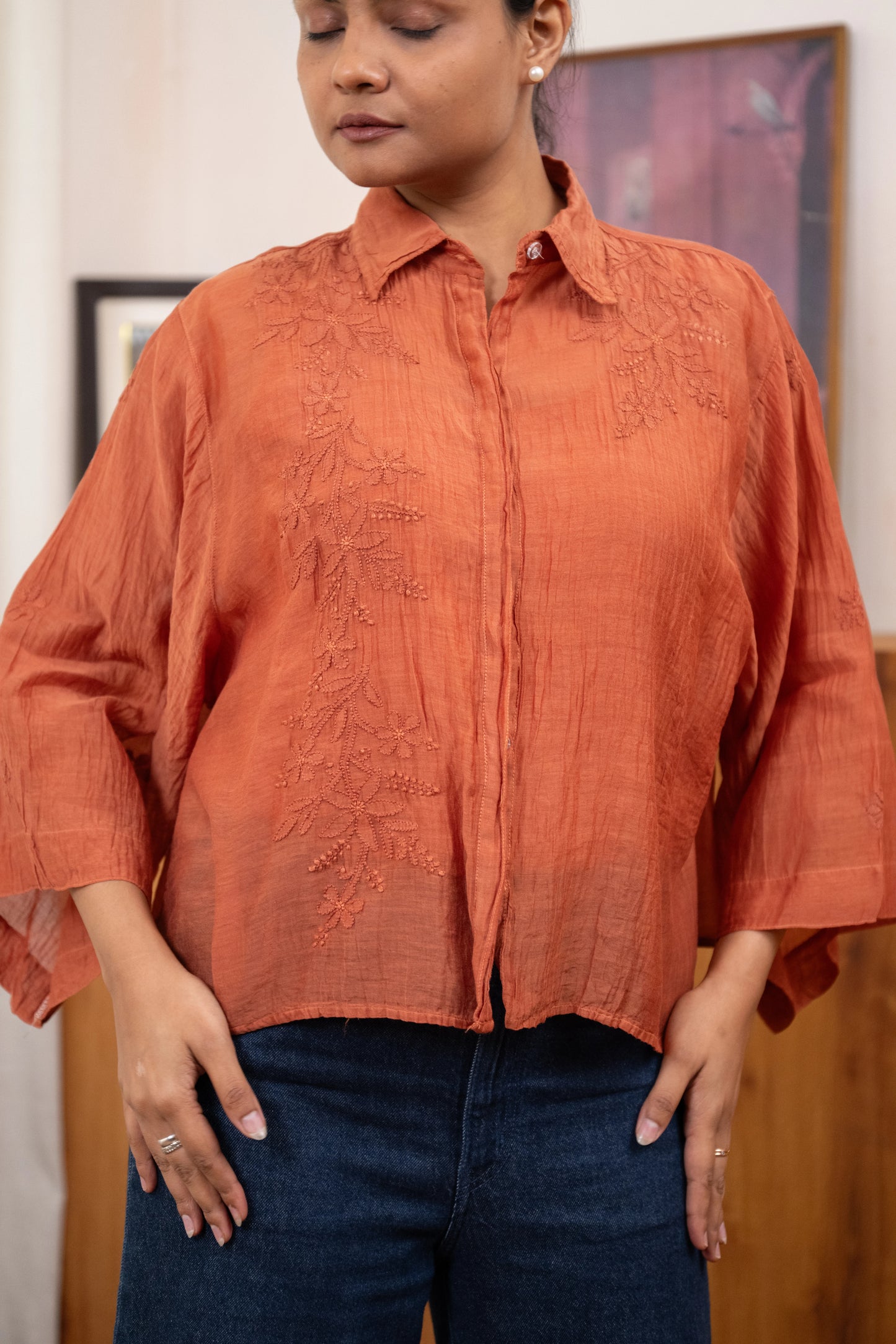 Amhara Chikankari Boxy Sleeve Shirt